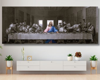 Last Supper By Leonardo Da Vinci THE LAST SUPPER Jesus Christ Wall Art Canvas Picture Jesus Home Decor God Prints Wall Art Mother's Day Gift