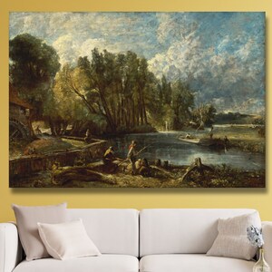 LEINWAND WANDDESIGN Schottenturm Mühle John Constable Museum Qualitätsreproduktion Constable Landschaft Constable Leinwand-Design-Weihnachtsgeschenk