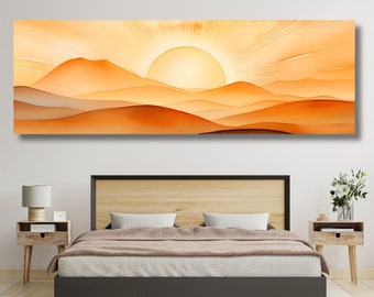 Panoramic Funny Sunrise Wood Wall Art Above Bed Decor Canvas Wooden Long Sunshine Bedroom Wall hanging setting sun rising sun Christmas Gift