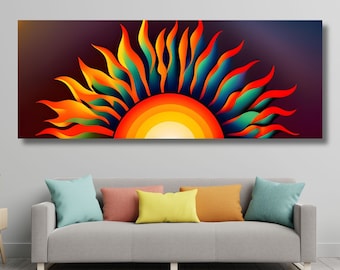 Panoramic Sunrise Wood Wall Art Above Bed Decor Canvas Wooden Long Sunshine Bedroom Wall hanging setting sun rising sun Christmas Gift