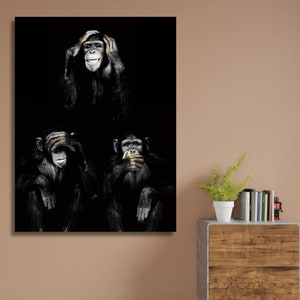 CANVAS WALL DESIGN Dark 3 Lustiger Affe Leinwand Kunst, moderne Wanddekoration, Affe Leinwand Kunst, abstrakter Affe Leinwand Kunst, Weihnachtsgeschenk