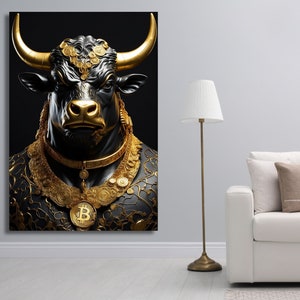 CANVAS WALL DESIGN Bitcoin My Design Bitcoin Wall Art Bitcoin Canvas Gold Bull Black Bull Crypto Wall Art Crypto Coin Christmas Gift