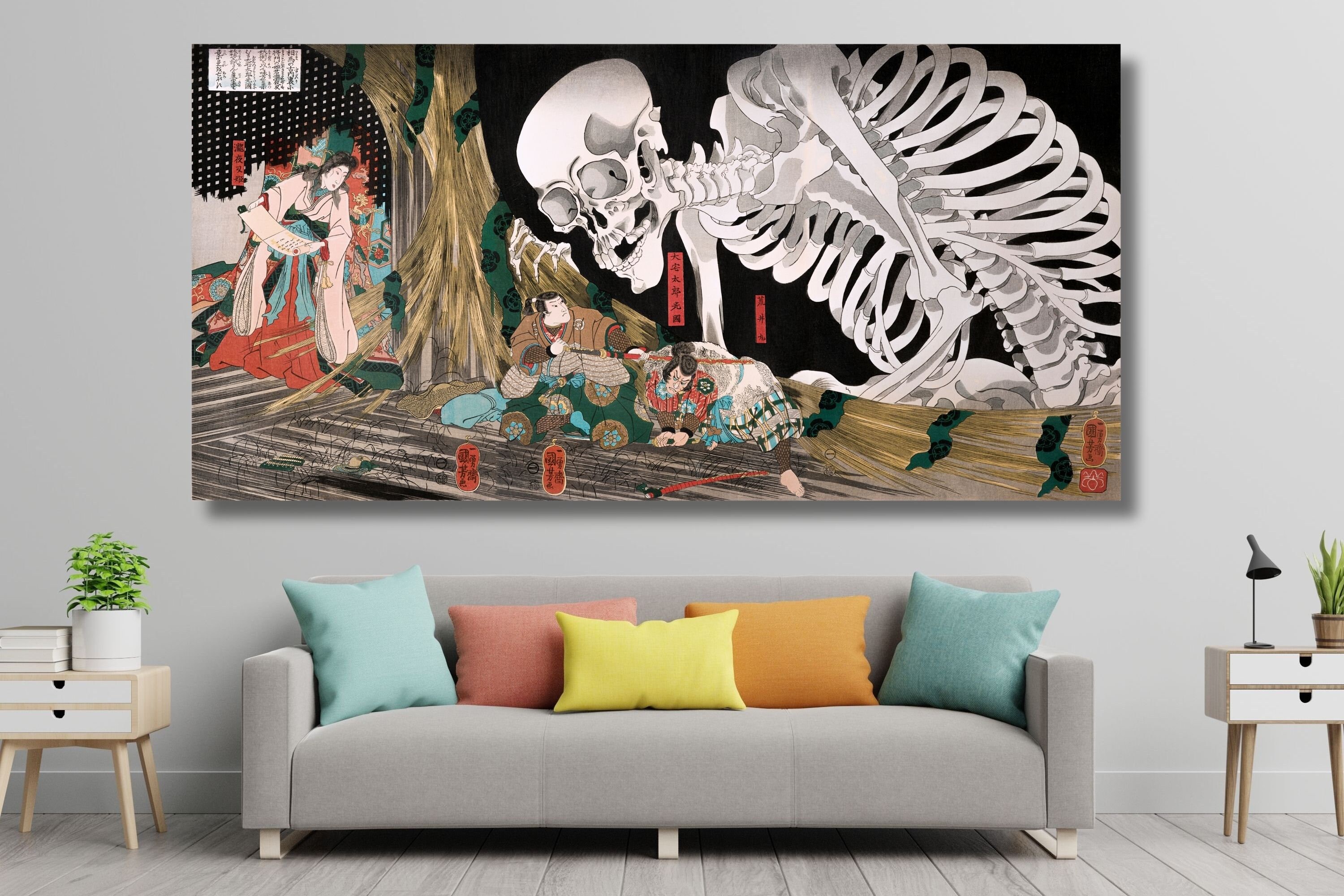 Kuniyoshi Skeleton Specter Print: Japanese Art, Utagawa