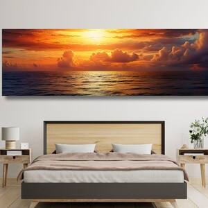 Panoramic Sunrise Wood Wall Art Above Bed Decor Canvas Wooden Long Sunshine Bedroom Wall hanging setting sun rising sun Christmas Gift