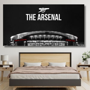 Pôster do Estádio Emirates Arsenal, Design de arte de parede em tela do Estádio Emirates Arsenal, Cabeceira em tela do Emirates Arsenal, Decoração de parede de verão