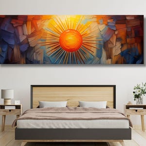 Sunrise Wood Wall Art Above Bed Decor Canvas Wooden Long Sunshine Bedroom Wall hanging setting sun rising sun Christmas Gift