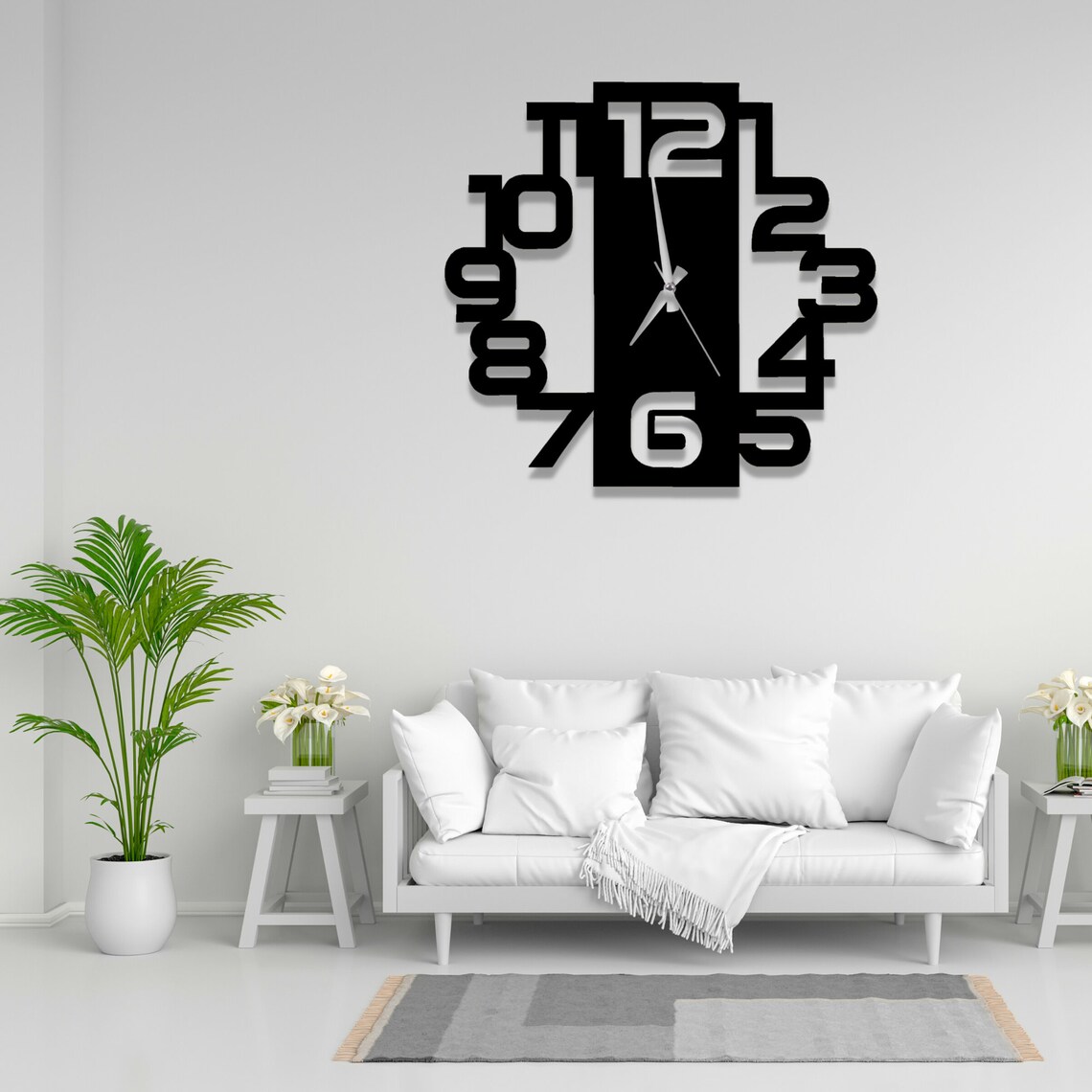 Numbers Large Wall Clock Modern Wall Clock Oversized Wall - Etsy