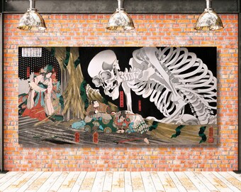 Kuniyoshi Skeleton Specter Print: Japanese Art, Utagawa