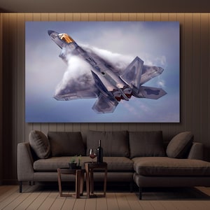 Fighter Jets Canvas Or Poster, F-22 Raptor Wall Art, Aircraft Wall Print,F22 Figther Printing,Vintage Wall Art, F22 Canvas Christmas Gift