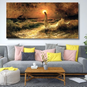 Jesus Walking on Water Canvas Print: Julius von Klever Art