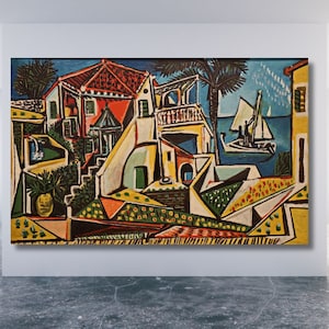 CANVAS WALL DESIGN Picasso Artwork Picasso Mediterranean Landscape Canvas Picasso's Cubism Artwork Pablo Picasso Canvas Summer Wall Decor