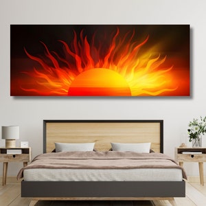 Panoramic Sunrise Wood Wall Art Above Bed Decor Canvas Wooden Long Sunshine Bedroom Wall hanging setting sun rising sun Christmas Gift