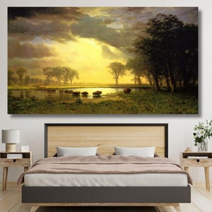 Albert Bierstadt The Buffalo Trail 1867 Poster Bierstadt Wall Art Bierstadt Print Office Decor Canvas Bierstadt Poster Gift Christmas Gift