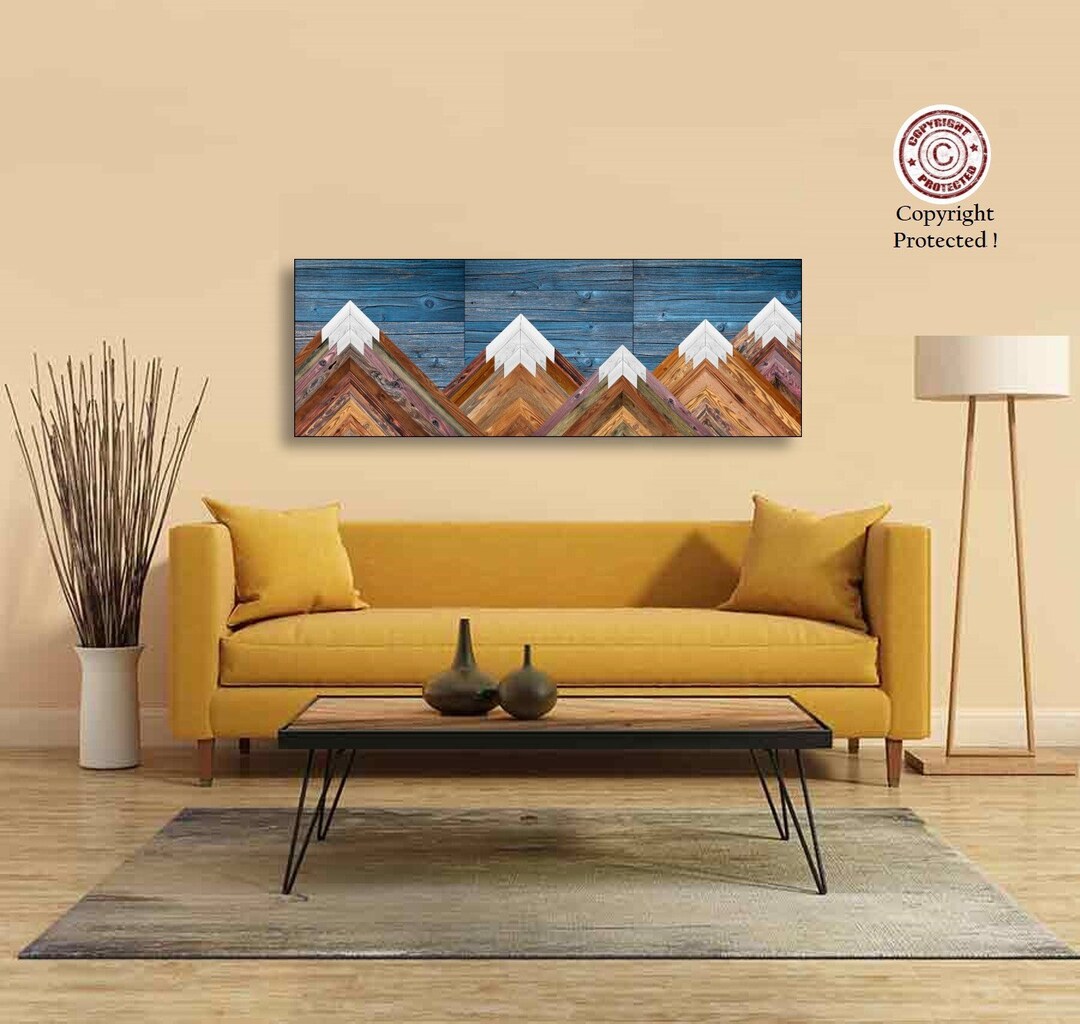 Tableau Toile Encadré 5 Pièces - Sky Ice & Cloudy Mountain Prairies - Art Mural