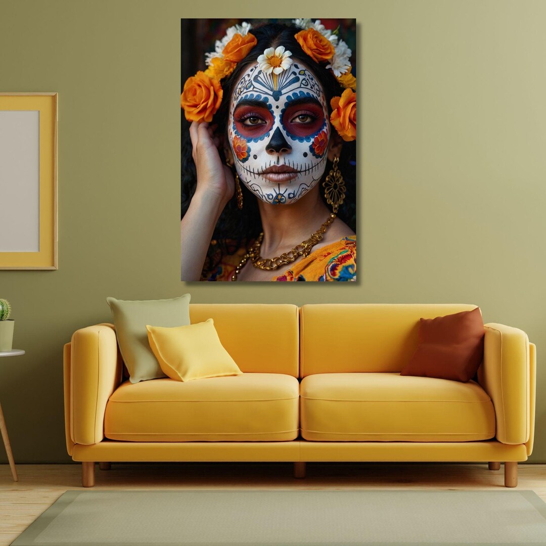 Colorful Woman Portrait Canvas Wall Art, Abstract Colorful Face Canvas ...