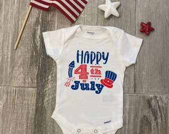 Happy 4th of July Onesie, Independence Day onesie, 4th of July, Red White and Blue, New baby gift, Baby shower, gender neutral