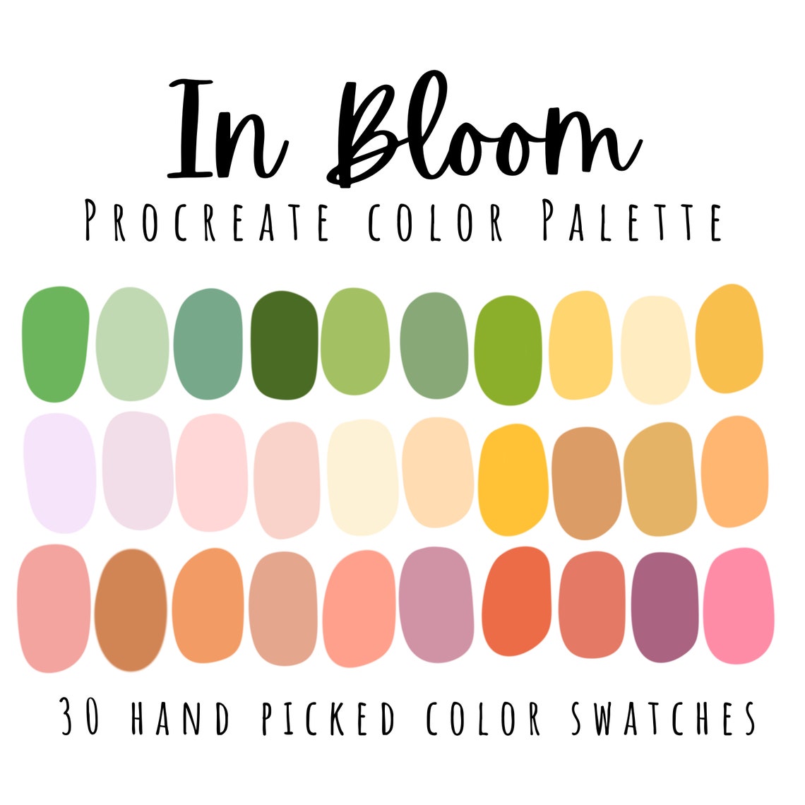In Bloom Procreate Color Palette L Florals and Greenery Palette L