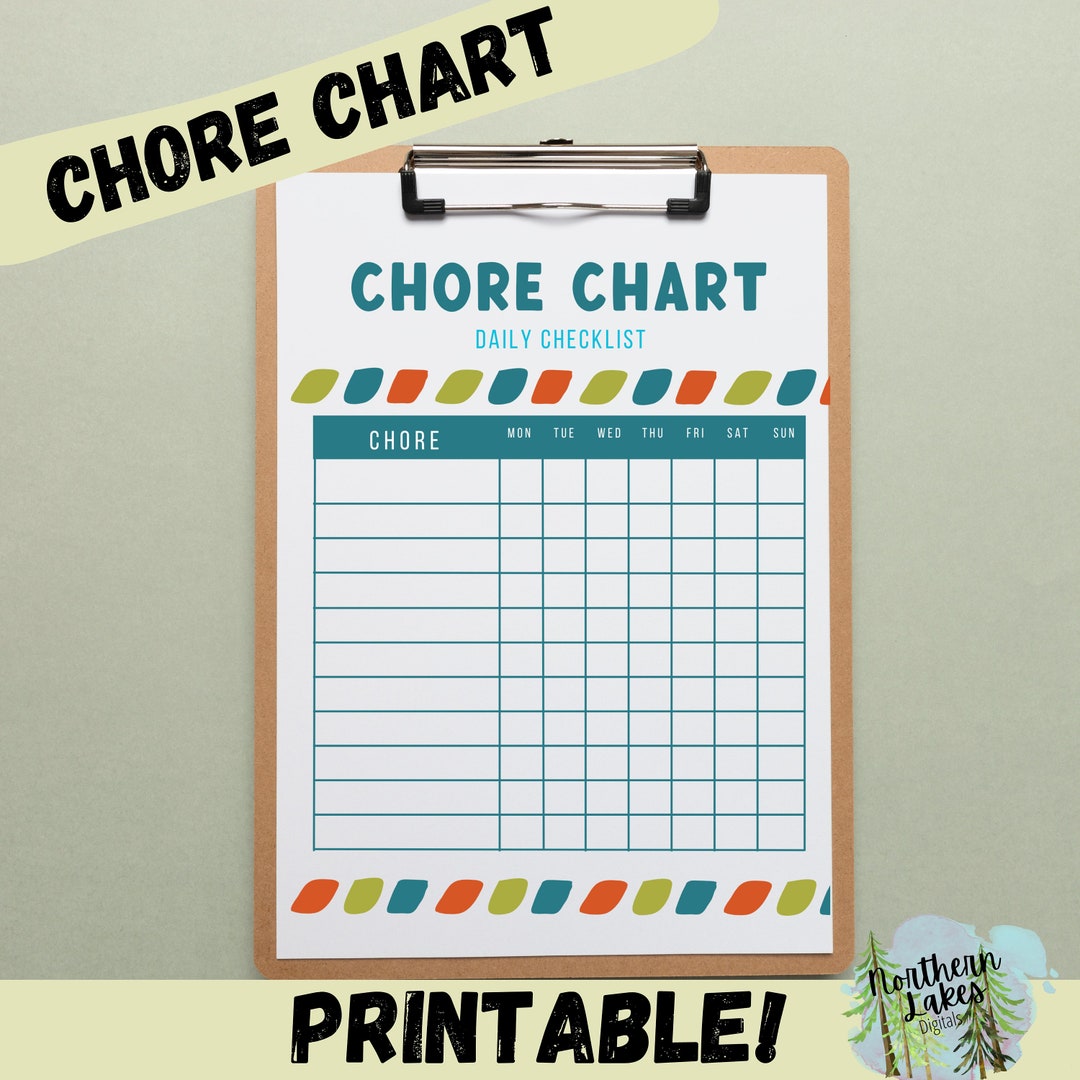 Printable Chore Chart Chore Chart for Kids Simple Chore Chart ...