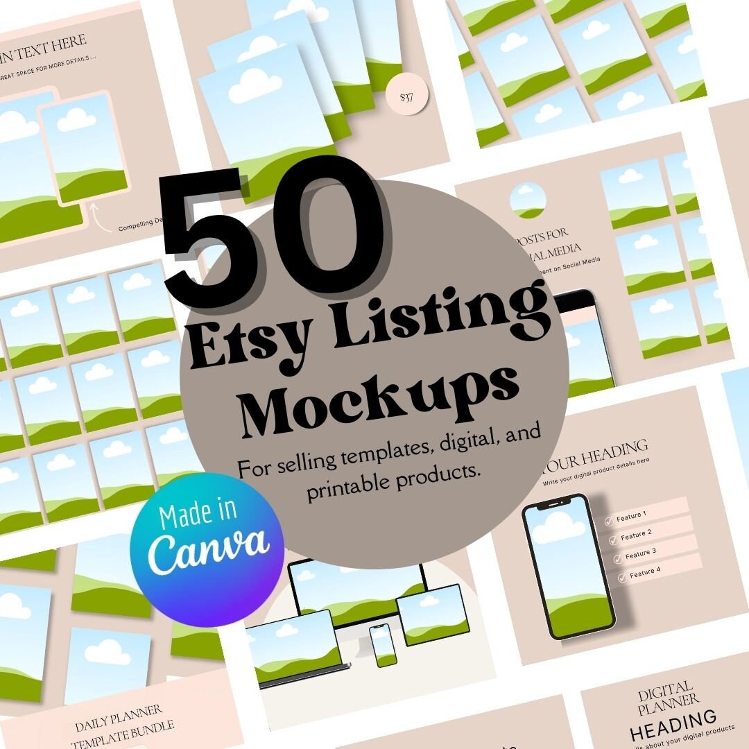 50 Etsy Digital Product Listing Mockups Digital Mockups for Planners ...
