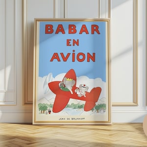 Babar der Elefant Kinderzimmer Wand Kunst Retro Kinder Dekor Kinderzimmer Wand Kunst Genre Neutral Baby Wand Kunst Illustration Kinderzimmer Druck