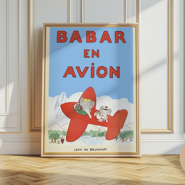 Babar l'éléphant art mural chambre d'enfant rétro déco enfants citation art mural genre art mural bébé neutre illustration impression chambre d'enfant