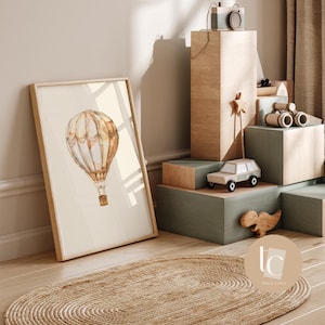 Gender neutral hot air balloon  nursery wall art retro kids decor quote wall art genre neutral baby wall art illustration nursery print