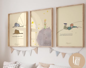 Le petit prince wall art print, the little prince nursery wall art retro kids decor genre neutral baby wall art illustration nursery print