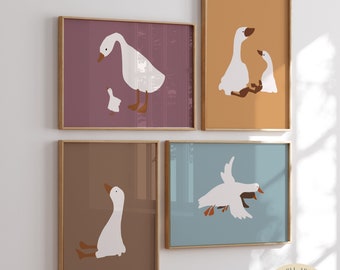 Goose Nursery Art Print, Scandinavian Baby Decor (Digital Download)