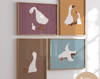 Nursery wall art silly geese flying gender neutral nursery decor canvas nursery goose print cute baby Scandinavian vintage baby boy girl