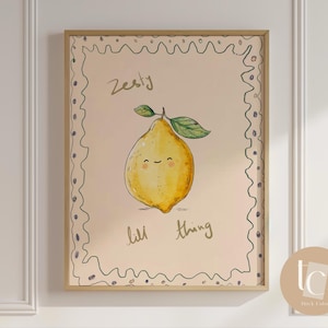Cytat z owocowego przedszkola Zesty Little Thing, dekoracja ścienna do pokoju dziecięcego, sztuka retro dla dzieci, neutralny gatunek, ilustracja sztuki ściennej dla dzieci