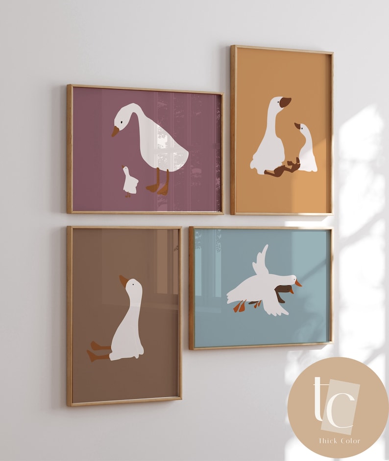 Silly Geese Nursery Art Prints, Set of 4, Scandinavian Baby Decor - Etsy