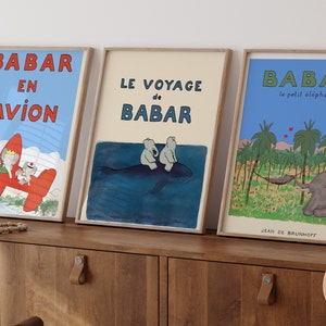 Babar the elephant nursery wall art retro kids decor quote wall art genre neutral baby wall art illustration nursery print