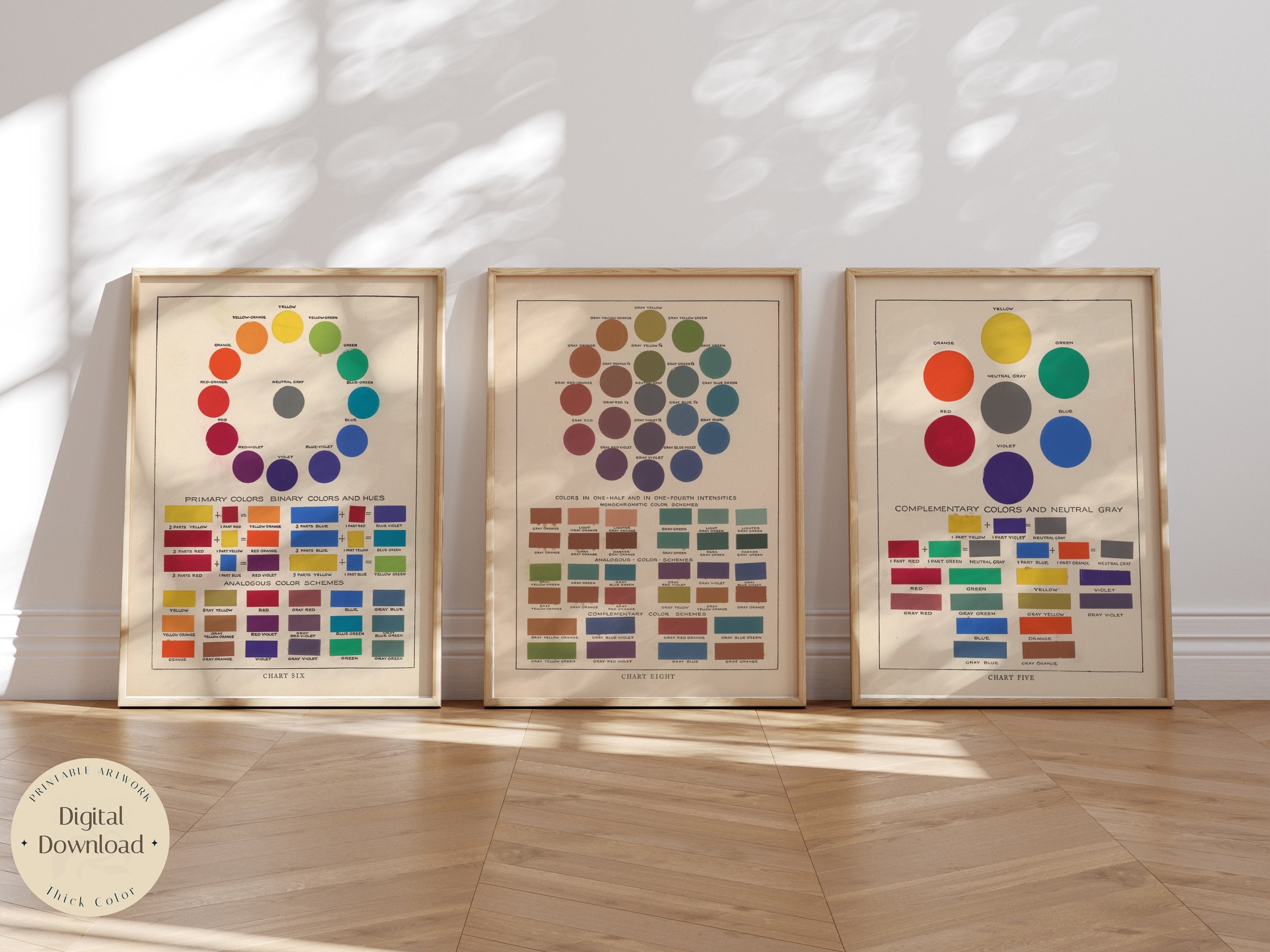Color Chart Poster Wheel Primary Binary Colors Poster Minimalist Art ...