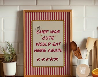 Cute Chef Kitchen Art Print: Funny Dining Wall Decor (Digital Print)