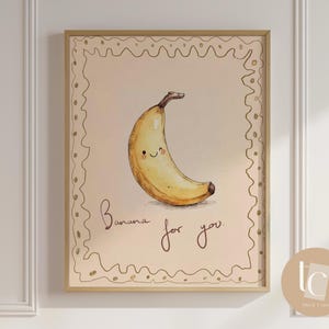 Cytat z cytatem z owocu Banana for you, dekoracja ścienna do pokoju dziecięcego, sztuka retro dla dzieci, neutralny gatunek, ilustracja sztuki ściennej dla dzieci