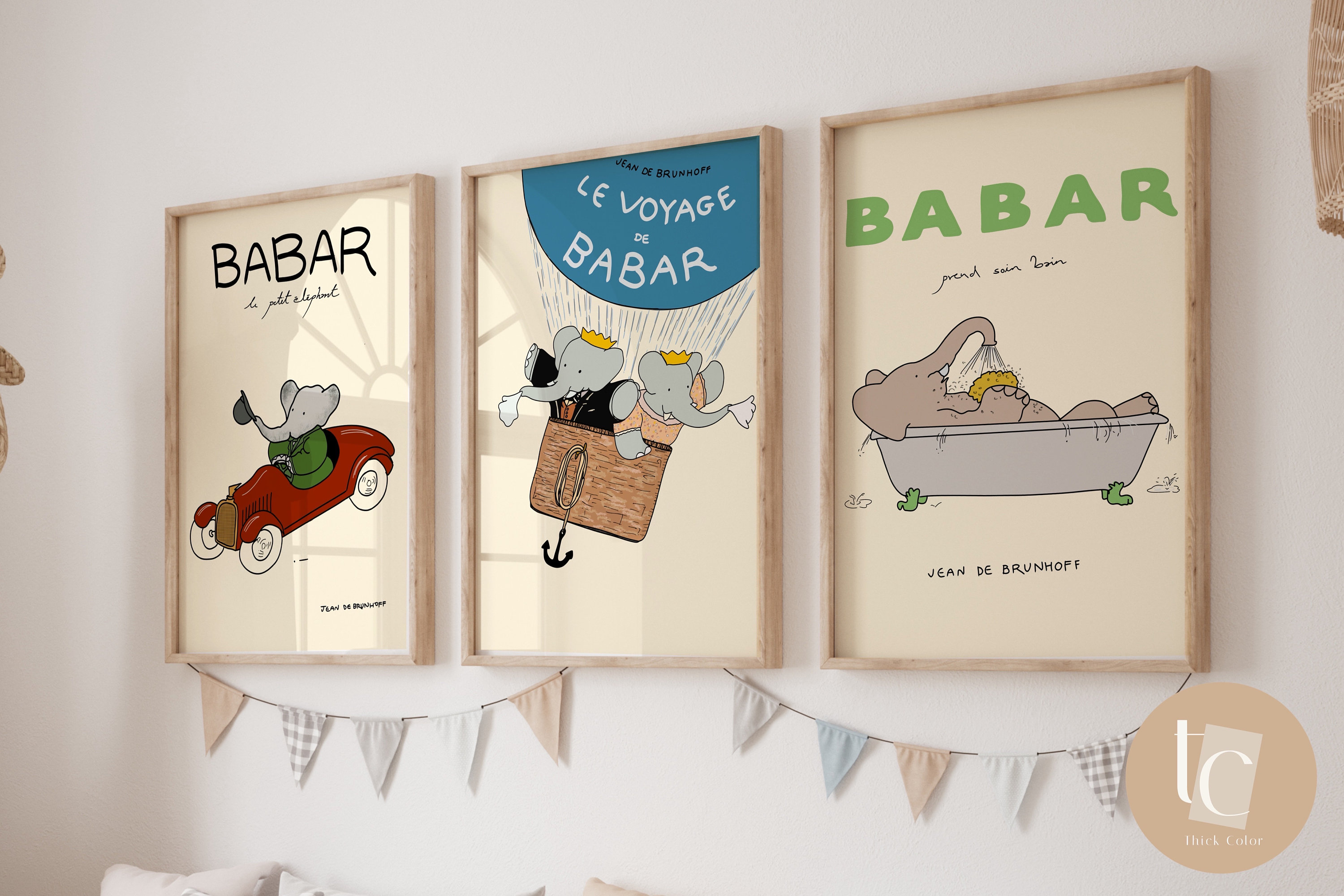 Babar the Elephant Nursery Wall Art Retro Kids Decor Quote Wall