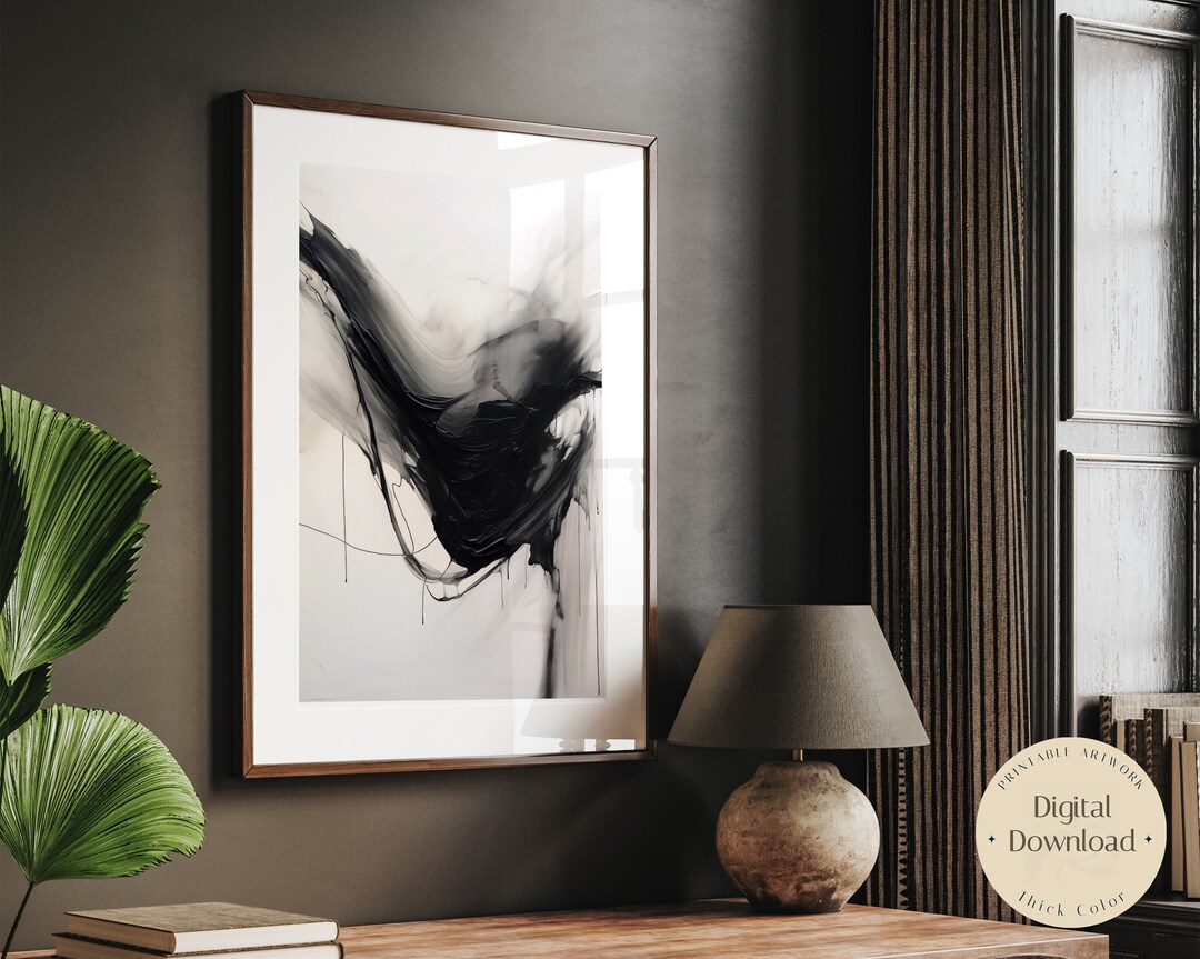 Modern Black Abstract Wall Art DIGITAL Download, Textured Black Art ...