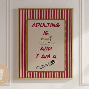Adulting is soup and I am a fork wall art funny Print  Wall Art Sweary Rude canvas Prints Hallway Posters Bathroom Posters Physical Print