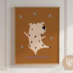 Cane dalmata che balla / Stampa per cameretta dei bambini / Stampa murale stravagante / Stampa di animali carini per bambini / Decorazione con animali per la cameretta dei bambini / Illustrazione minimalista moderna