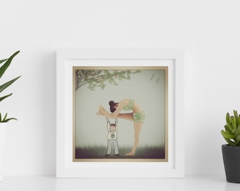 Bikram yoga art print - yoga print - yoga lock the knee pose