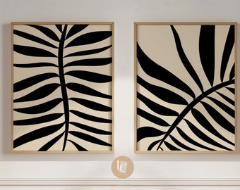 Botanische canvasprintset: abstracte bladeren, bohogaleriekunst