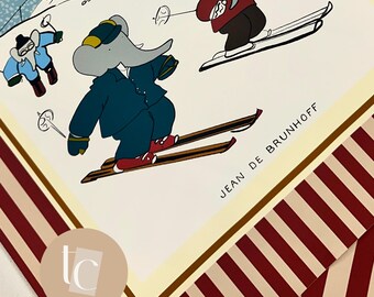 Babar the Elephant Playing Tennis Wall Art Retro Kids Decor