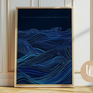 Thich nhat hanh waves print, uplifting quote wall art printable waves poster digital download sea waves ocean art
