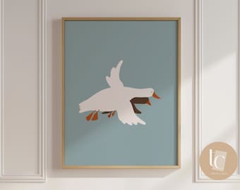 Silly Goose Nursery Print, Kid's Room Wall Art (Digital Download)