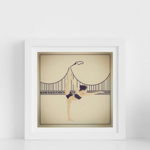 Bikram yoga art print - yoga print - yoga standing bow pose art