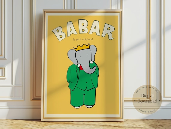 Babar the Elephant Print: Retro Nursery Decor, Kids Wall Art - Etsy