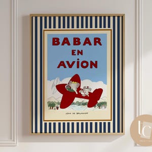 Babar der Elefant Kinderzimmer Wand Kunst Retro Kinder Dekor Kinderzimmer Wand Kunst Genre Neutral Baby Wand Kunst Illustration Kinderzimmer Druck