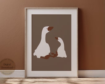 Silly Goose Baby Print, Neutral Nursery Wall Art (Digital Download)