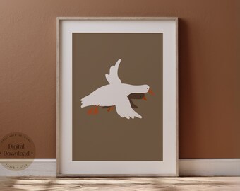 Flying Goose Nursery Art Print, Kid's Room Illustration (Digital Download)