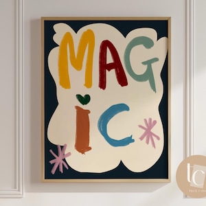 MAGIC cytat do pokoju dziecięcego wydruk, pokój dziecięcy pokój zabaw sztuka ścienna do pokoju dziecięcego retro wystrój dla dzieci gatunek neutralny sztuka ścienna dla dzieci ilustracja n